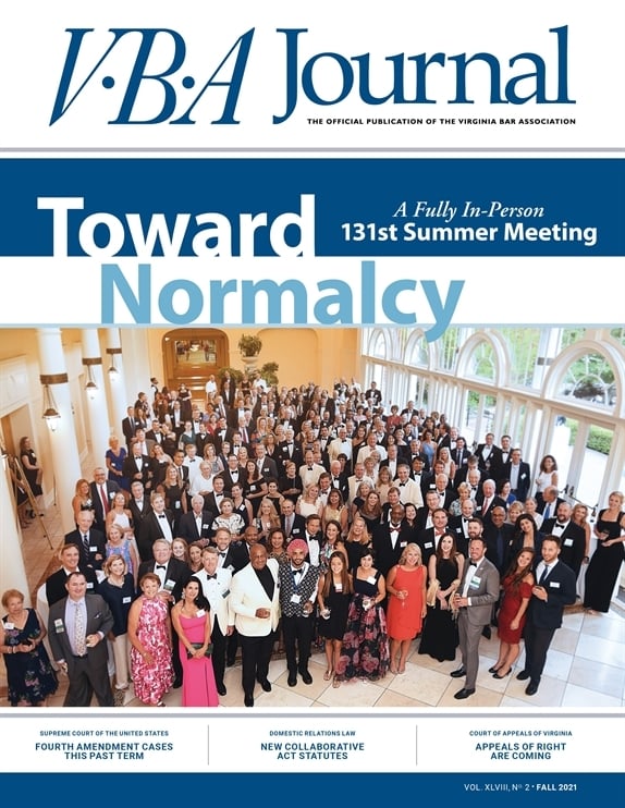 Fall 2021 VBA Journal cover VBA Journal Fall 2021 cover