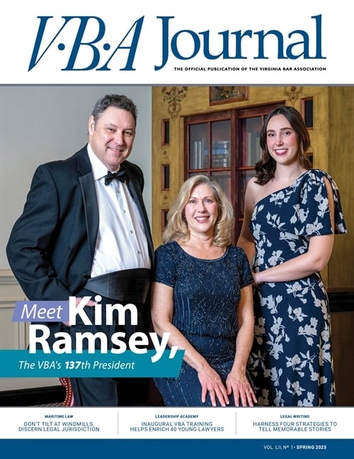 Spring 2025 VBA Journal cover VBA Journal Spring 2025 cover with Kim Ramsey and family